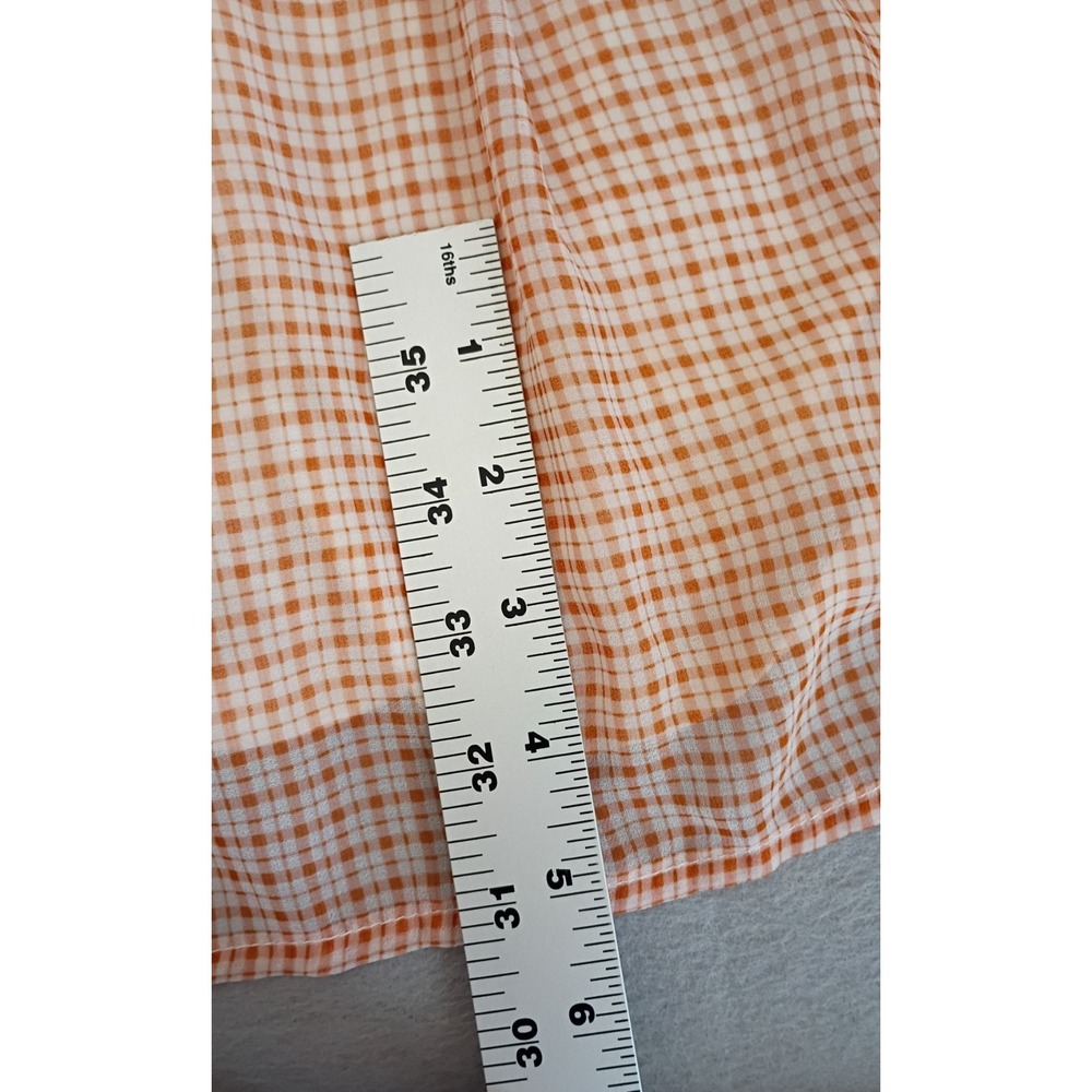 LC Lauren Conrad Peach Orange White Gingham Cottagecore Chiffon Dress Large - Picture 11 of 14